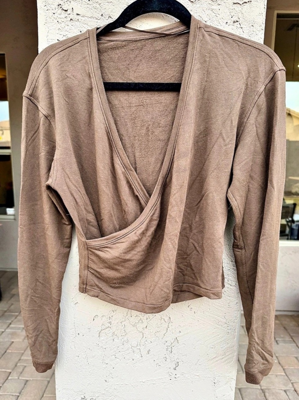 lululemon Nulu Long-Sleeve Cropped Wrap Top in Chestnut